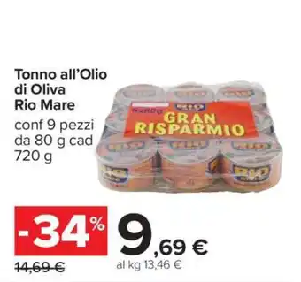 Carrefour Tonno all’Olio di Oliva Rio Mare offerta