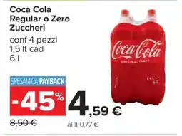 Carrefour Coca Cola Regular o Zero Zuccheri offerta