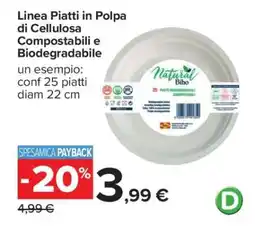 Carrefour Linea Piatti in Polpa di Cellulosa Compostabili e Biodegradabile offerta