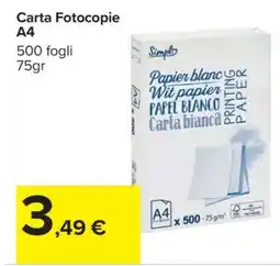 Carrefour Carta Fotocopie A4 offerta