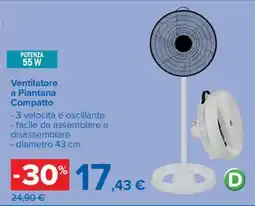 Carrefour Ventilatore a Piantana Compatto offerta