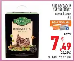 Conad VINO BECCACCIA CANTINE RONCO offerta
