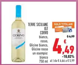 Conad Terre Siciliane IGT Corvo offerta