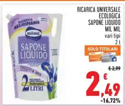 Conad Ricarica Universale Ecologica Sapone Liquido Mil Mil offerta