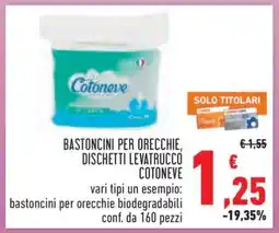 Conad BASTONCINI PER ORECCHIE, DISCHETTI LEVATRUCCO COTONEVE offerta
