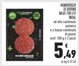 Conad HAMBURGER DI BOVINO MEAT FOR FIT INDAL offerta
