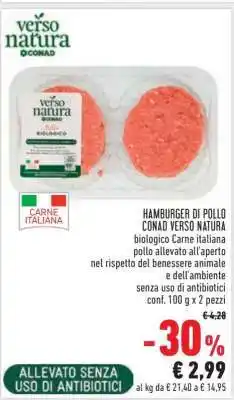 Conad Hamburger di Pollo Conad Verso Natura offerta