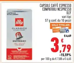 Conad Capsule Caffè Espresso Compatibili Nespresso Illy offerta