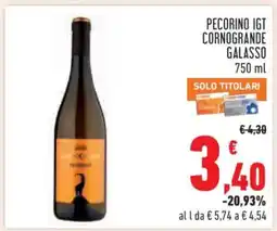 Conad Pecorino IGT Cornogrande Galasso 750 ml offerta