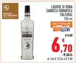 Conad LIQUORE DI ROMA SAMBUCA ROMANTICA ITALCORAL 700 ml offerta