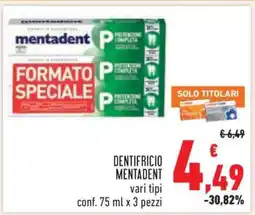 Conad DENTIFRICIO MENTADENT offerta