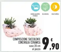 Conad COMPOSIZIONE SUCCULENTE CONCHIGLIA CERAMICA offerta