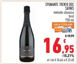 Conad SPUMANTE TRENTO DOC SARNIS offerta