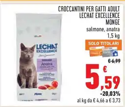 Conad CROCCANTINI PER GATTI ADULT LECHAT EXCELLENCE MONGE offerta