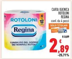 Conad Carta Igienica Rotoloni Regina offerta