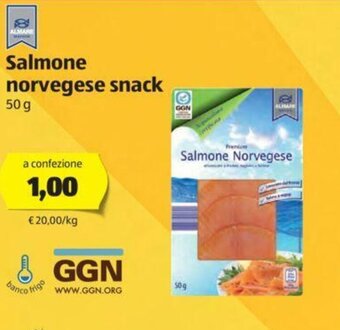 ALDI Almare Salmone norvegese snack 50g offerta