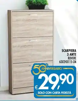 Deco Supermercati Scarpiera 3 ante rovere 63x24x115 cm offerta