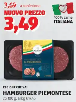 ALDI Regione che vai hamburger piemontese offerta
