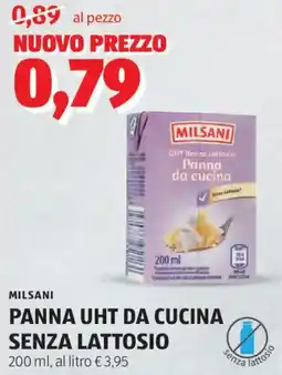 ALDI Milsani panna uht da cucina senza lattosio offerta