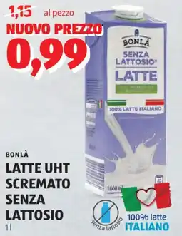 ALDI Bonlà latte uht scremato senza lattosio offerta