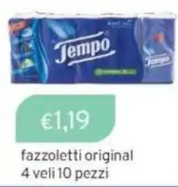 Sirene Blu Tempo fazzoletti original 4 veli 10 pezzi offerta