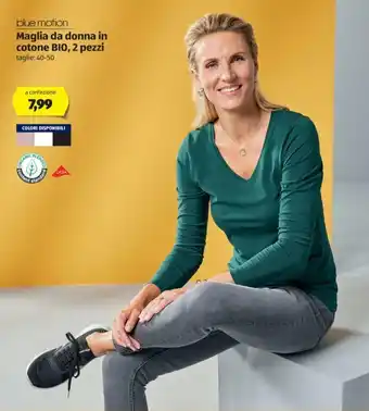 ALDI blue motion Maglia da donna in cotone BIO, 2 pezzi 40-50 offerta