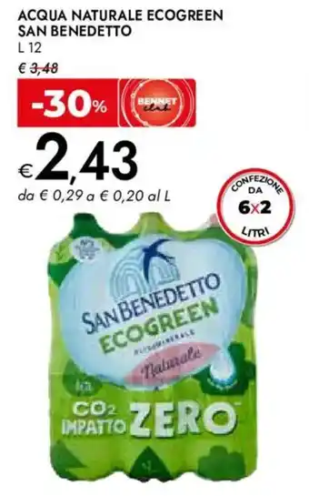 Bennet Acqua naturale ecogreen SAN BENEDETTO offerta