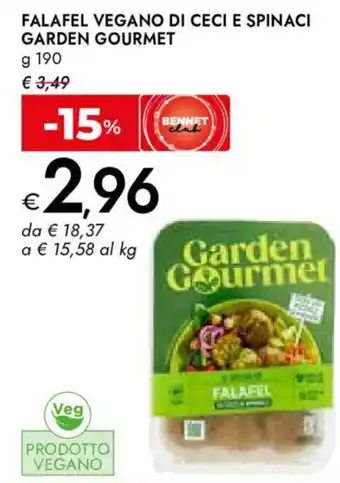 Bennet Falafel vegano di ceci e spinaci GARDEN GOURMET offerta
