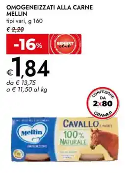 Bennet Omogeneizzati alla carne MELLIN offerta