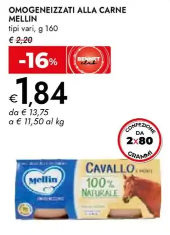 Bennet Omogeneizzati alla carne MELLIN offerta