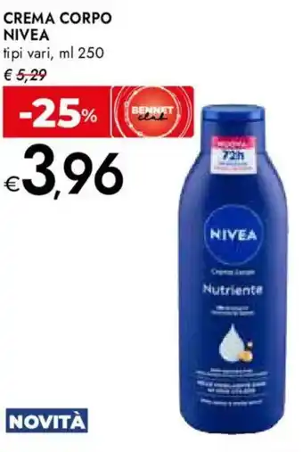 Bennet Crema corpo NIVEA offerta
