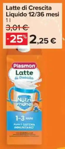 Carrefour Market Latte di Crescita Liquido 12/36 mesi offerta
