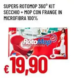 Famila Super5 rotomop 360° kit secchio+mop con frange in microfibra 100% offerta
