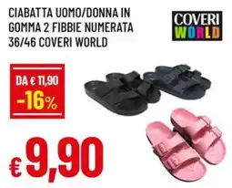 Famila Ciabatta uomo/donna in gomma 2 fibbie numerata 36/46 coveri world offerta