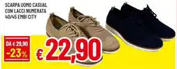 Famila Scarpa uomo casual con lacci numerata 40/45 embi city offerta