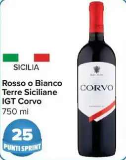 Carrefour Market Rosso o Bianco Terre Siciliane IGT Corvo offerta