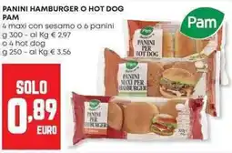 Panorama Panini hamburger o hot dog PAM offerta