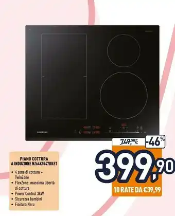 Unieuro Nz64k5747bk piano cottura nero da incasso piano cottura a induzione 4 fornello(i) offerta