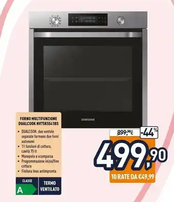 Unieuro Nv75k5541bs forno forno elettrico 75 l 1600 w nero, acciaio inossidabile a offerta