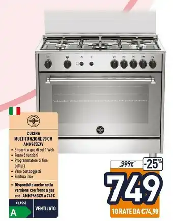 Unieuro Americana amn965exv cucina piano cottura acciaio inossidabile gas a offerta
