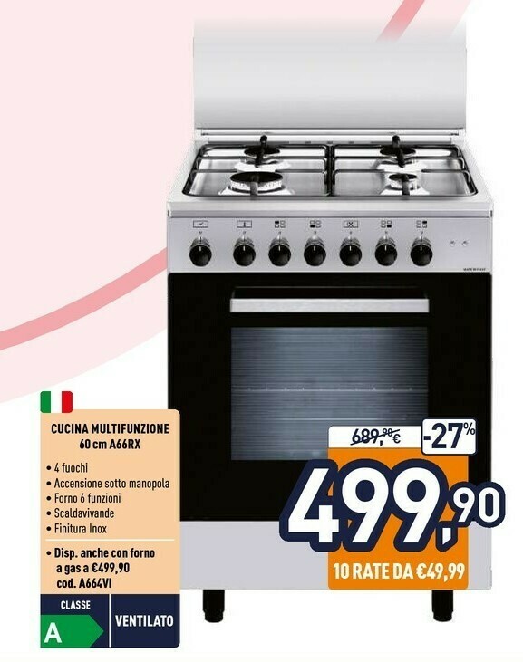 Cucina multifunzione 60 cm a66rx offerta di Unieuro