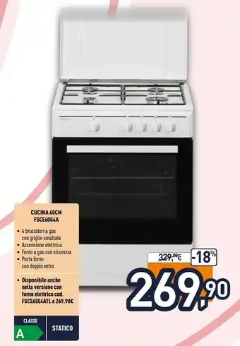 Unieuro Cucina 60cm fsce60g4a offerta