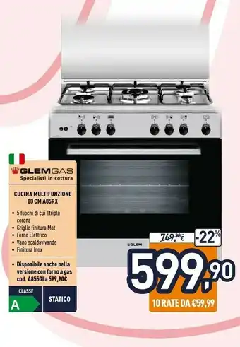 Unieuro Cucina multifunzione 80cm a85rx offerta