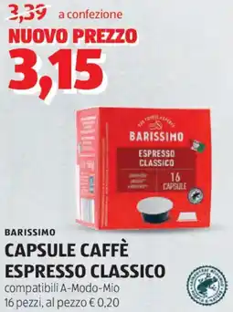 ALDI Barissimo capsule caffè espresso classico offerta