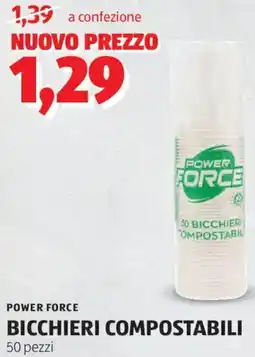 ALDI Power force bicchieri compostabili offerta