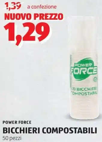 ALDI Power force bicchieri compostabili offerta