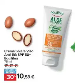 Carrefour Market Crema Solare Viso Anti-Età SPF 50+ Equilibra offerta