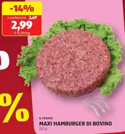 ALDI Il podere maxi hamburger di bovino offerta
