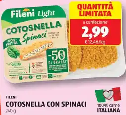 ALDI Fileni cotosnella con spinaci offerta