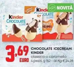 Panorama Chocolate icecream kinder classico o caramello offerta